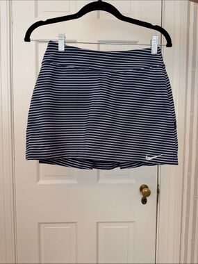 Nike Navy and White Striped Mini Skort